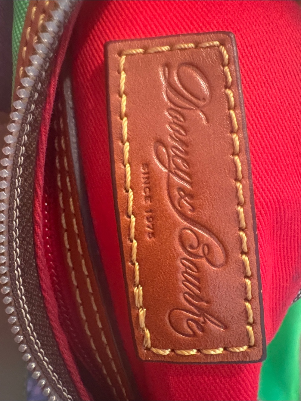 Dooney & Bourke Red Canvas Crossbody with Brown Leather Trim